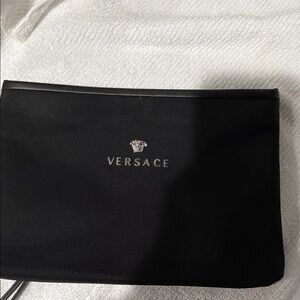 Versace Black Pouch with Silver Logo